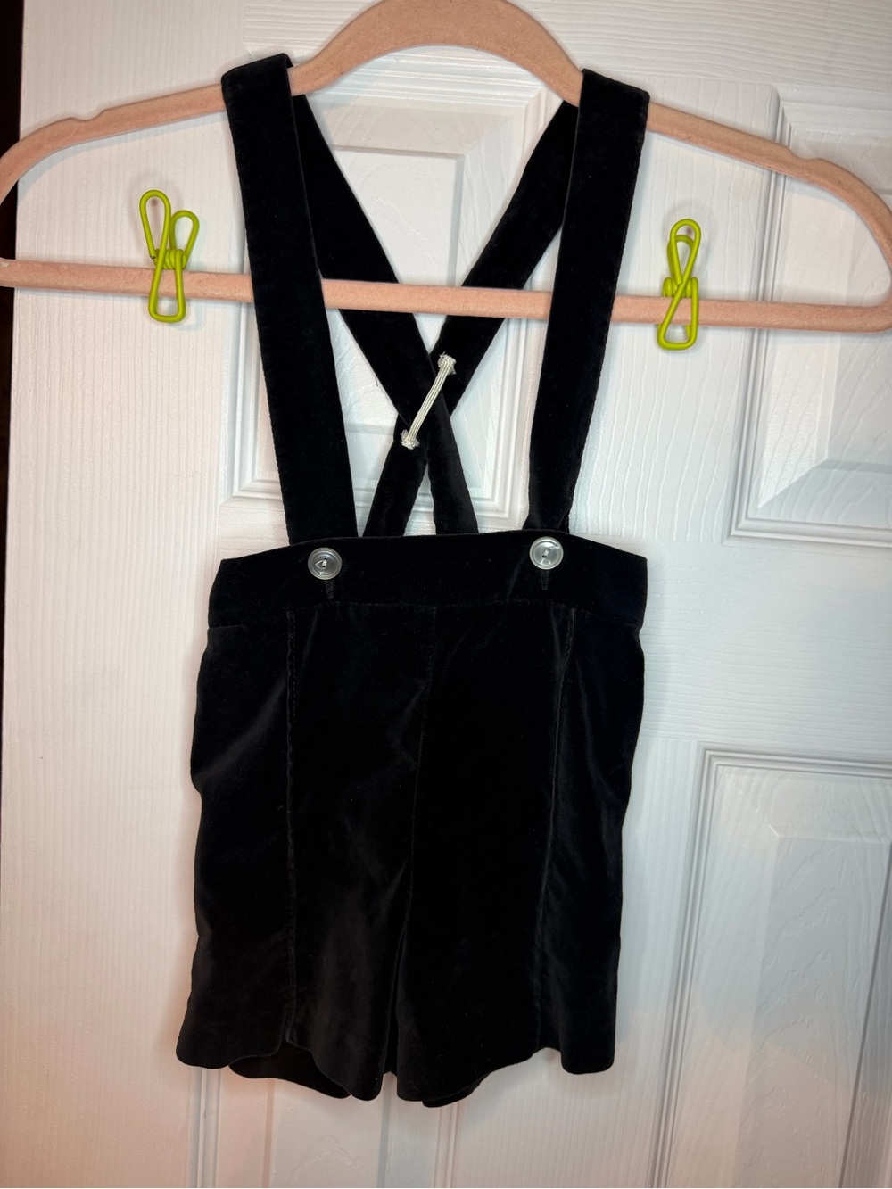 Black Velvet Suspender Shorts for Kids